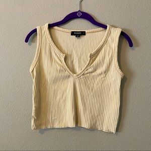 Missguided Pale Yellow Crop Tank Top